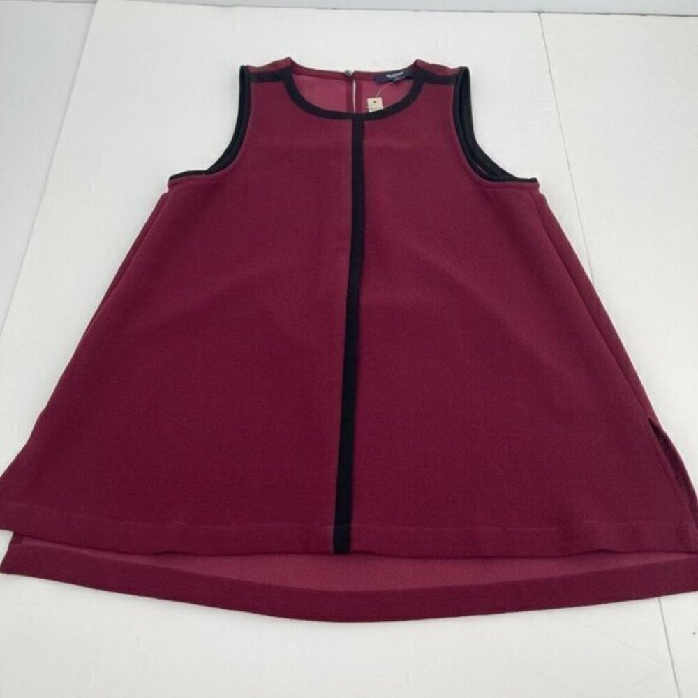 Madewell Womens Top XS Crepe Canal Tank Top Preppy Red Black Sleeveless Casual